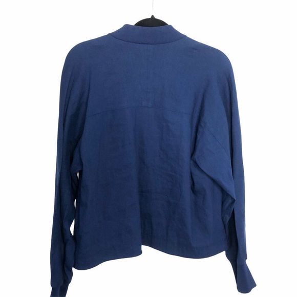 DKNY $398 Blue Linen Drawstring Bomber Jacket 1469 - Picture 7 of 10